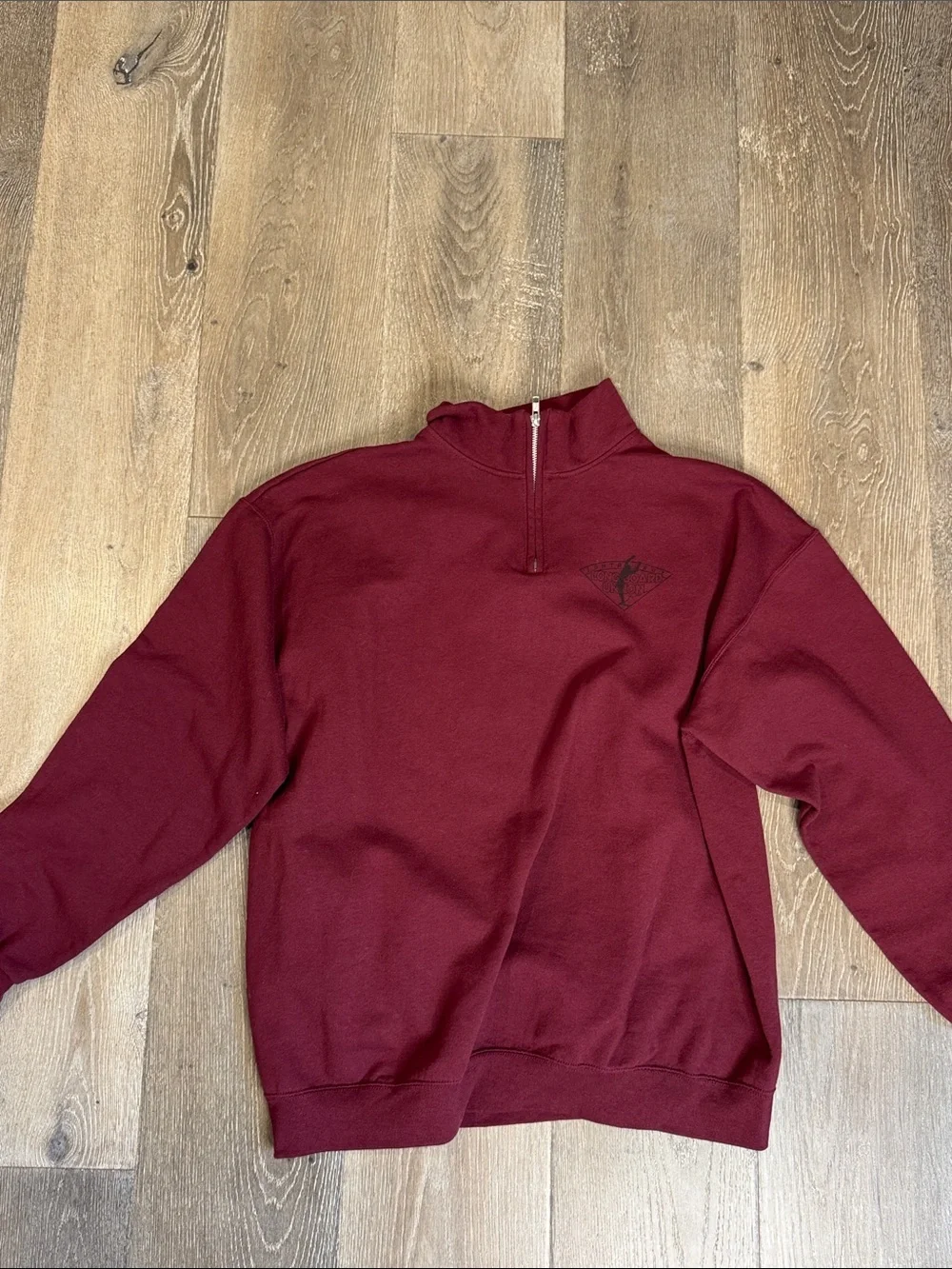 Men's Zip-Up Pullover Sweatshirt in Burgundy 0764